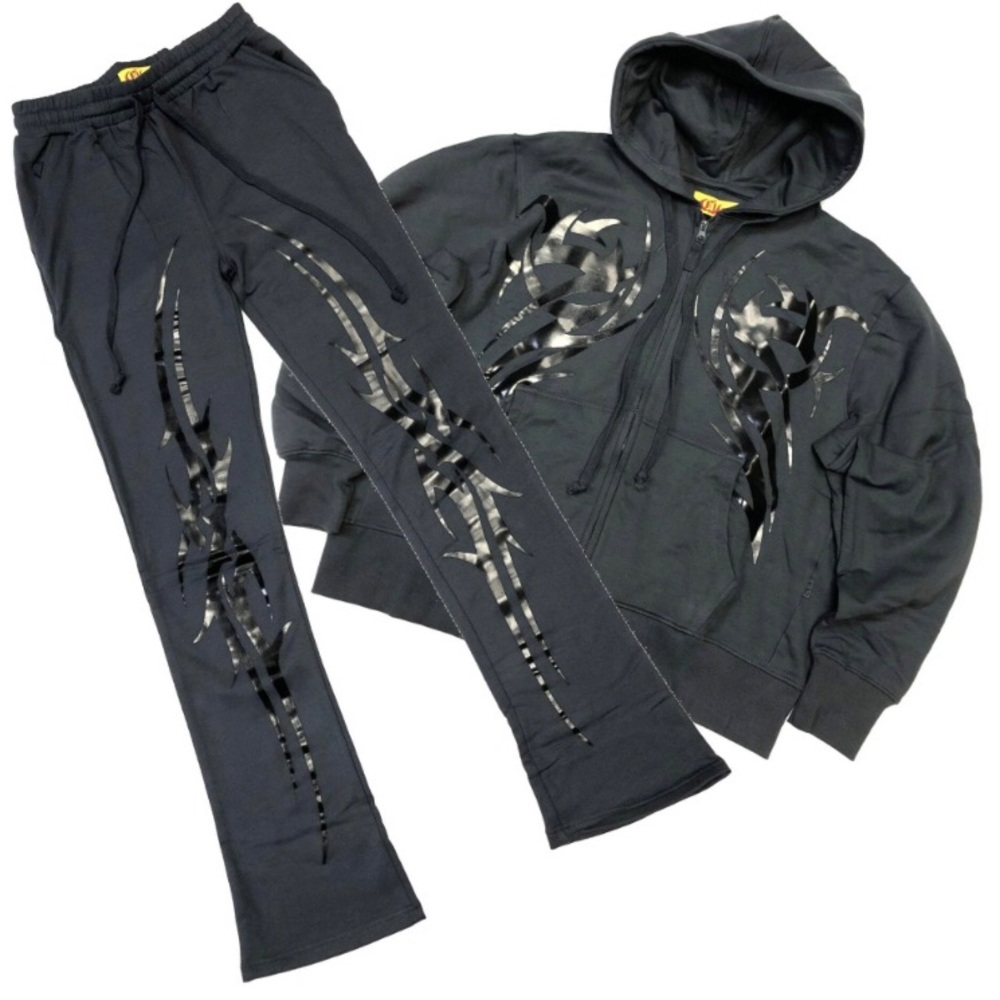 CKEL Hoodie Thunder Fleece Stacked Flare jogging Set

Color: Grey